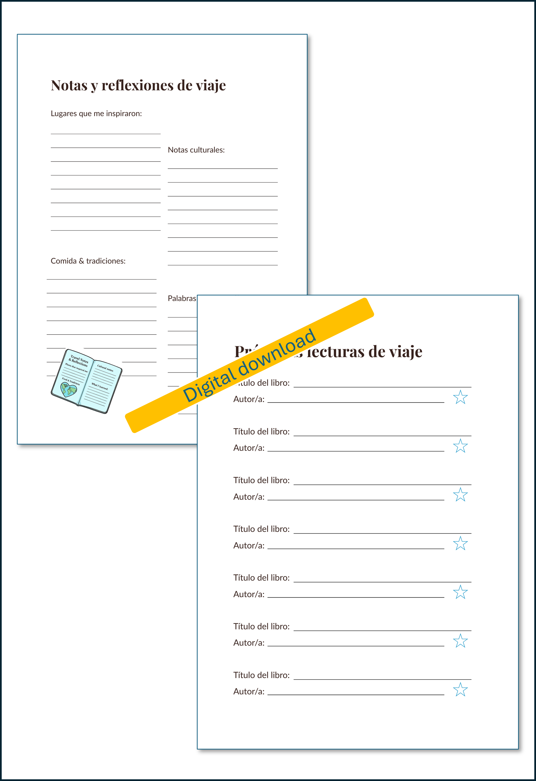 Diario de Lecturas de Viaje – Explora el Mundo a Través de los Libros (PDF Imprimible)