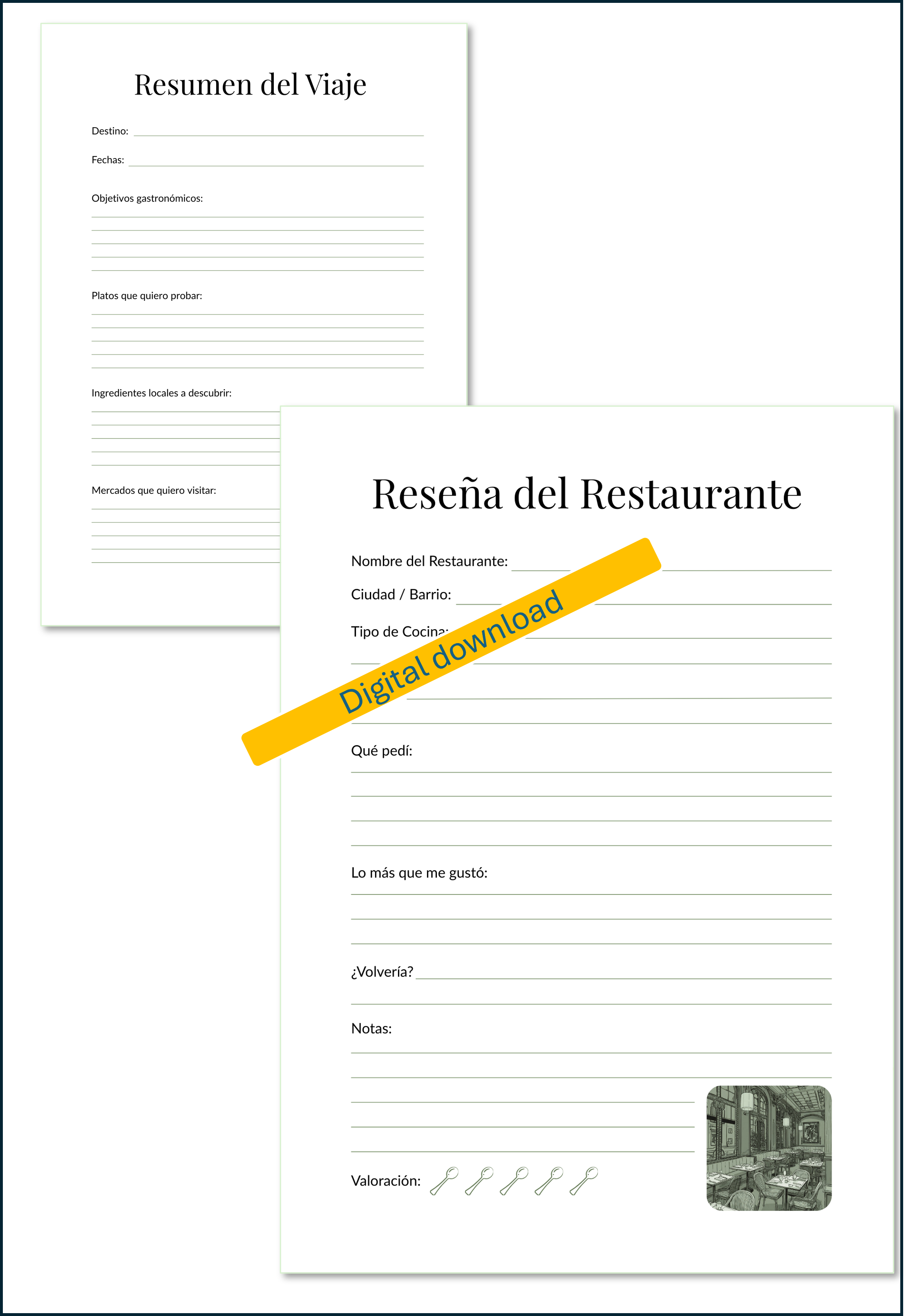 El Diario del Viajero Foodie – Planifica, Saborea y Recuerda (PDF Imprimible)