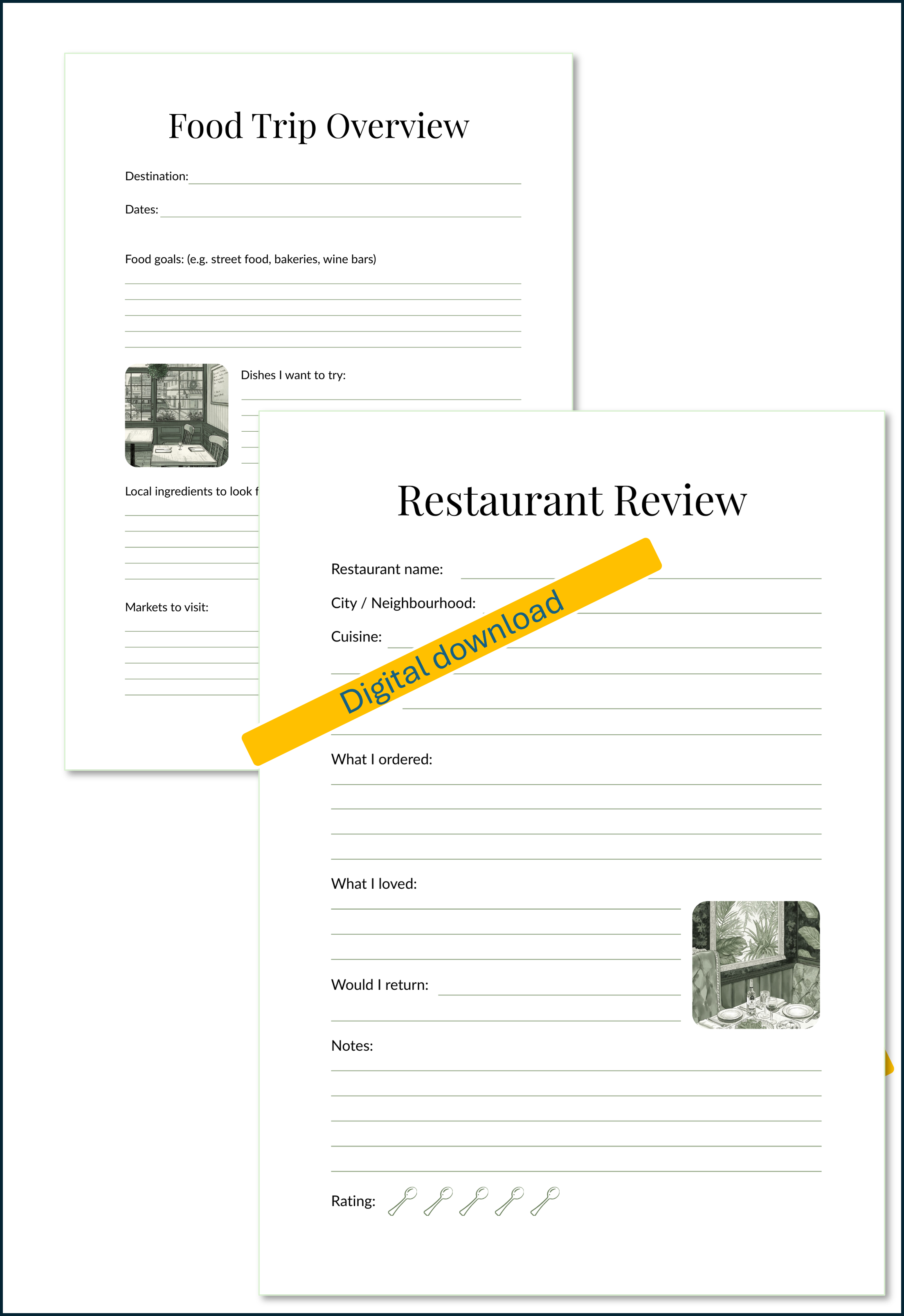The Food Lover’s Travel Journal – Plan, Taste & Remember (Printable PDF)